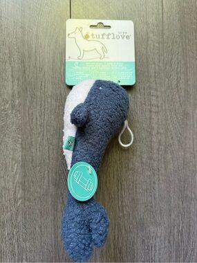 TuffLove Plush Whale Dog Toy in Navy & White